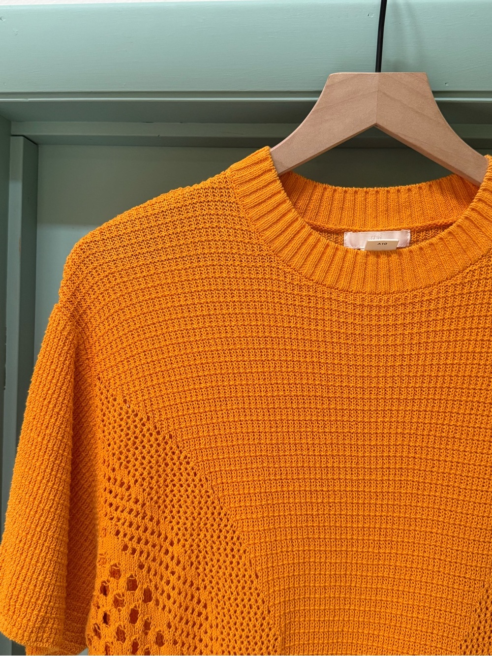 Medium Vibrant Orange Crochet Knit Mini Dress Cotton Mod Summer Beach Festival - Picture 6 of 16
